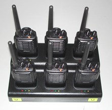Kirisun PT4200 walkie-talkies on multi-charger