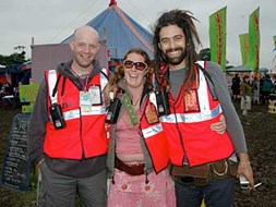 Stewards with walkie-talkies