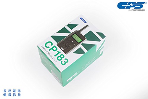 Box of a CPS Telecom CP183 Tiny PMR446 Radio, featuring an image of the radio, model number, brand logos, and text in English and Chinese on the packaging.