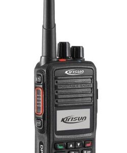 kirisun-dp480-walkie-talkie-front-view The Kirisun DP480 Digital/Analogue Walkie-Talkie Radio is a black handheld device with an aerial, keypad, and display screen.