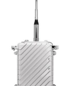 The AR60P Mini Repeater is a rectangular metal outdoor electronic enclosure with a ribbed surface and an attached vertical aerial.