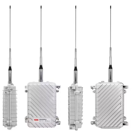 Four identical AR60P Mini Repeater industrial wireless devices with aerials are displayed from various angles against a white background.